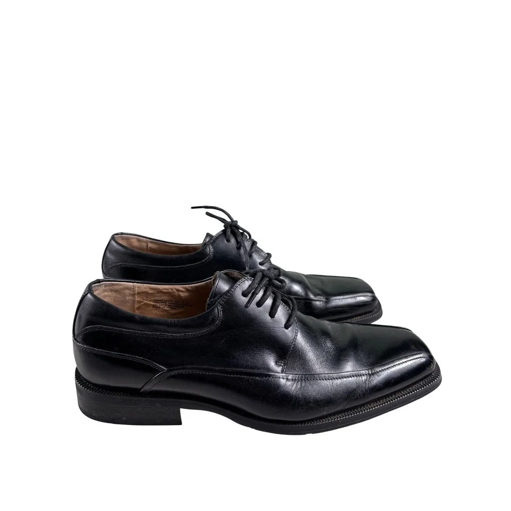 Florsheim Mens Comfortech Black Leather Square Toe Lace Up Dress Shoes‎ 9.5D